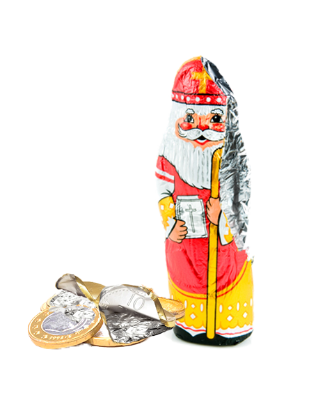 zilverpapieren verpakking van chocolade Sint